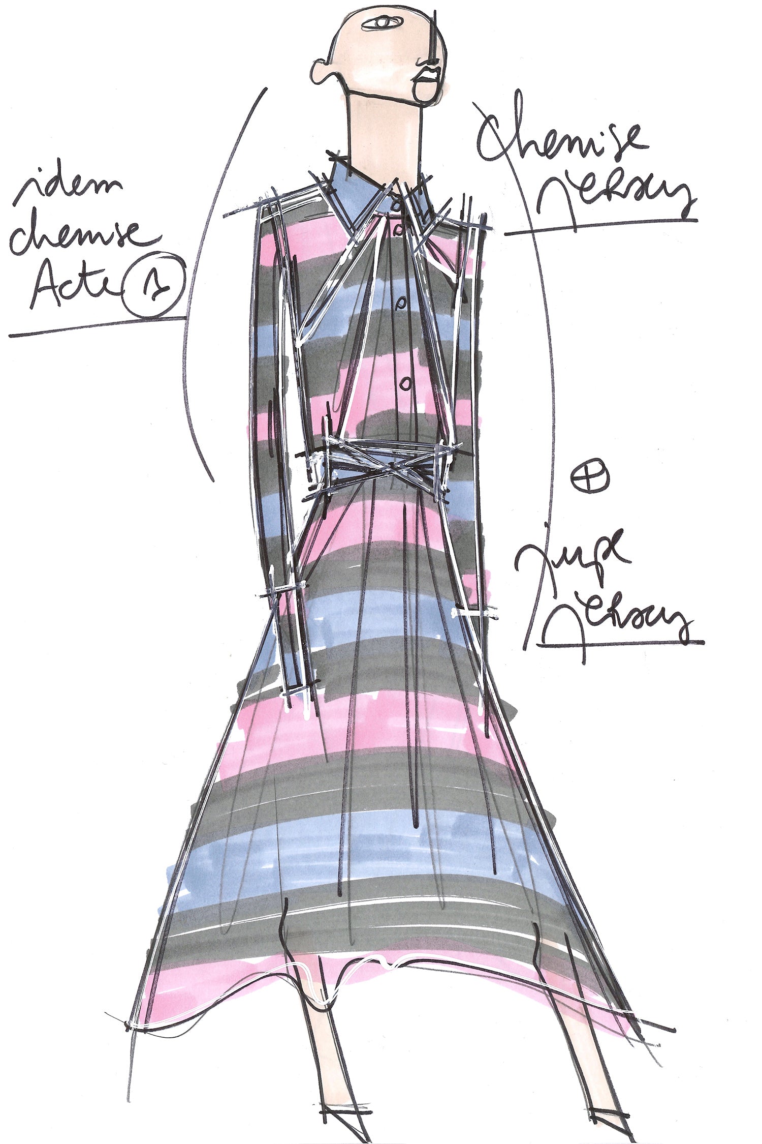 Patou BL003 blouse jersey Cloud Print 34-42