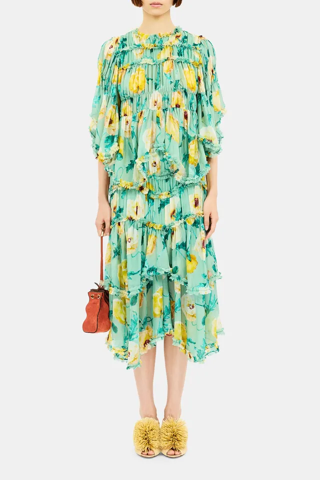 Ulla Johnson Lenore jupe midi Celadon fleurie