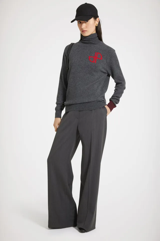 Patou Knitwear pull col roulé JP graphite laine cachemire