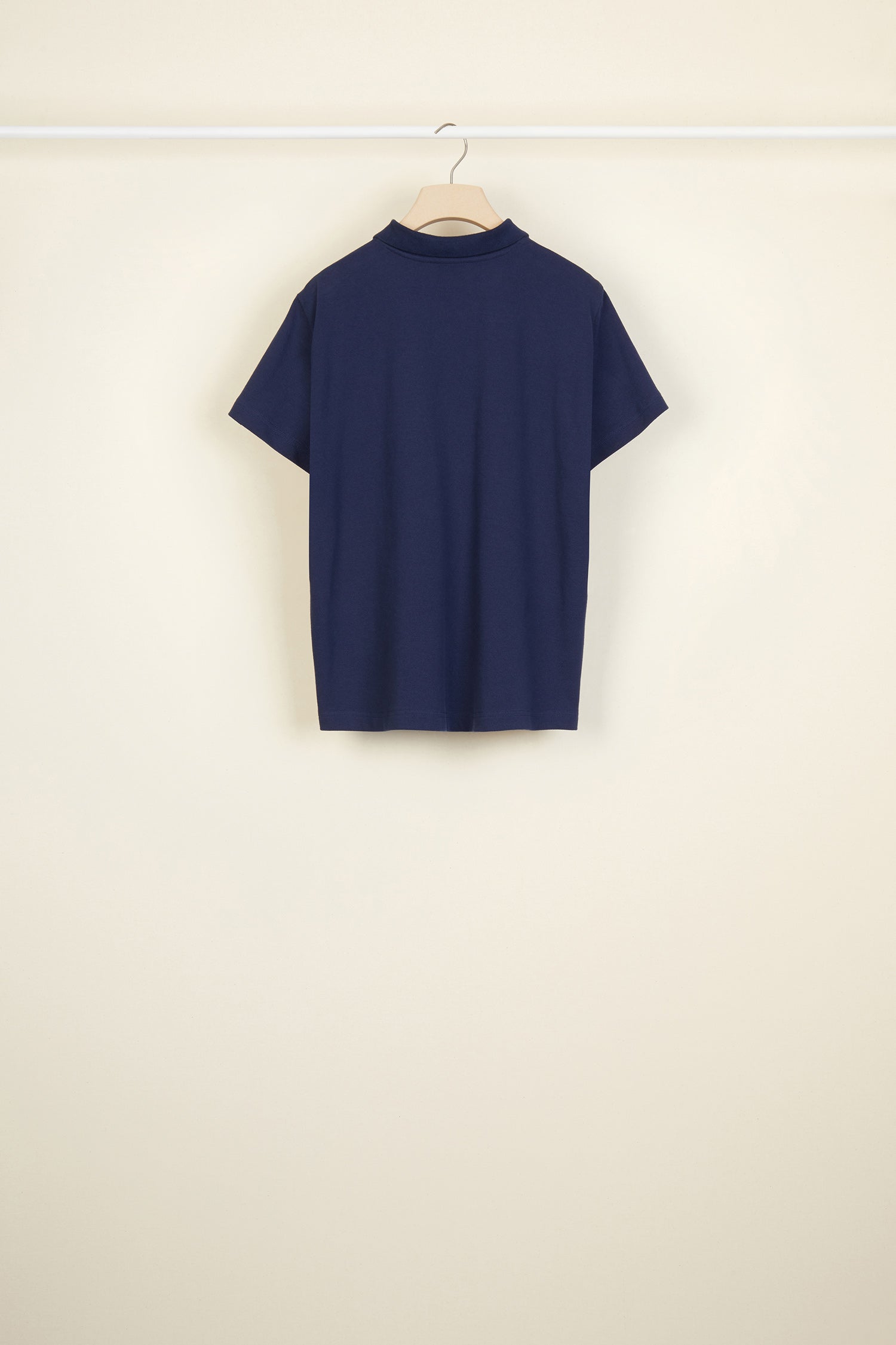 Patou JE003 polo coton marine logo noir col boutonné
