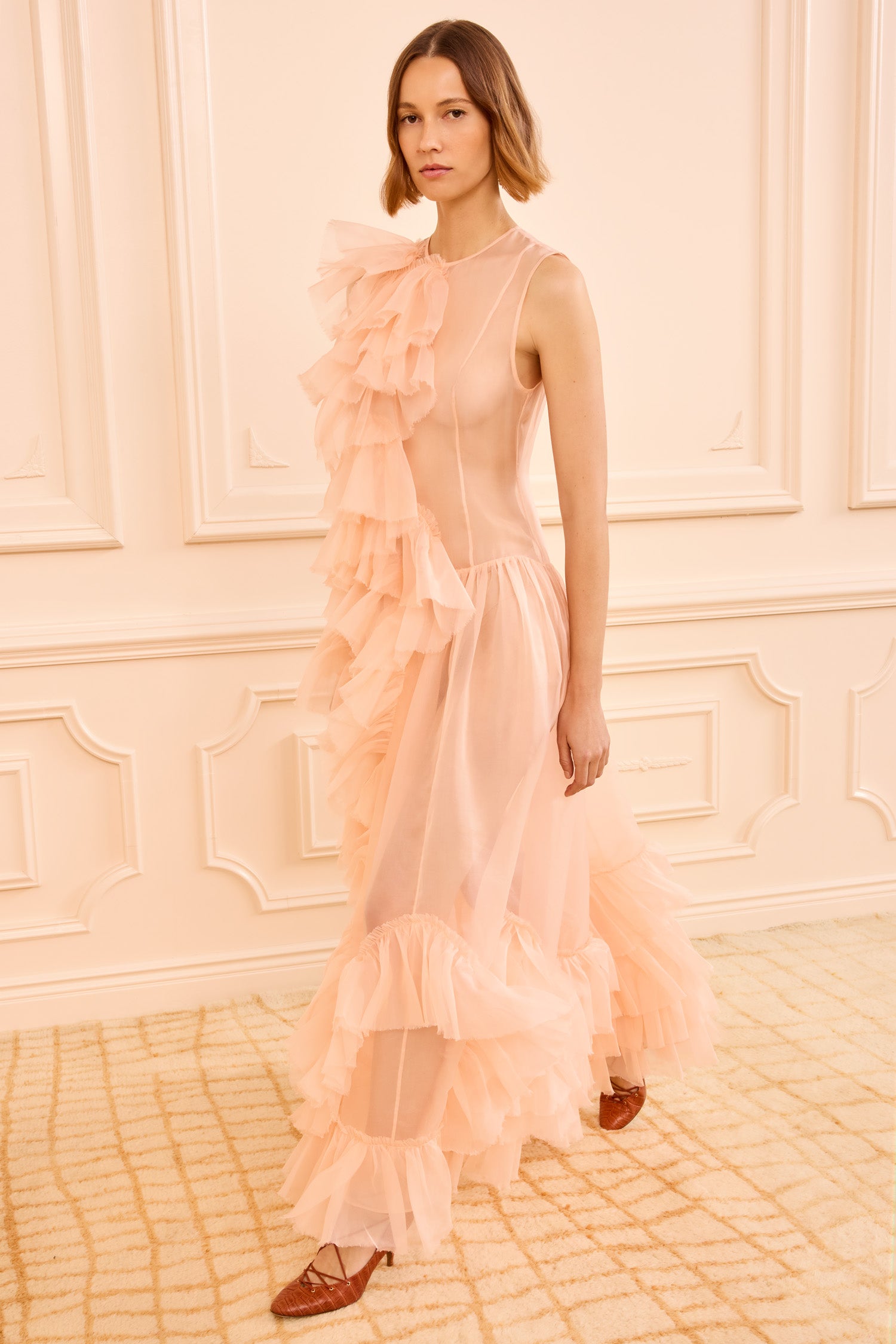 Ulla Johnson Nepenthe Robe longue soie Petal volants