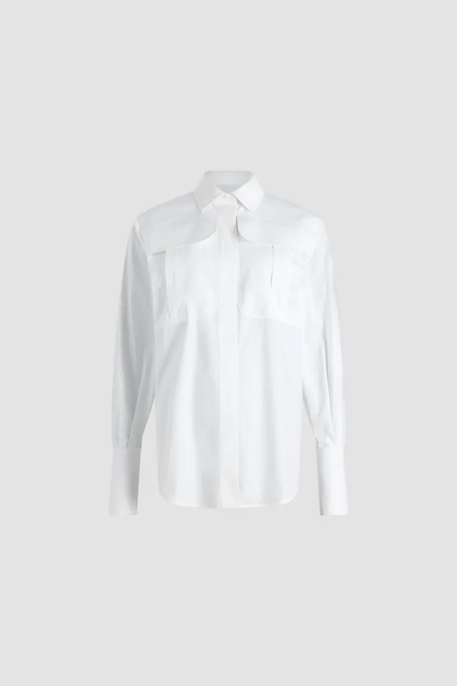 Patou Chemise safari BL036 popeline blanche coton bio