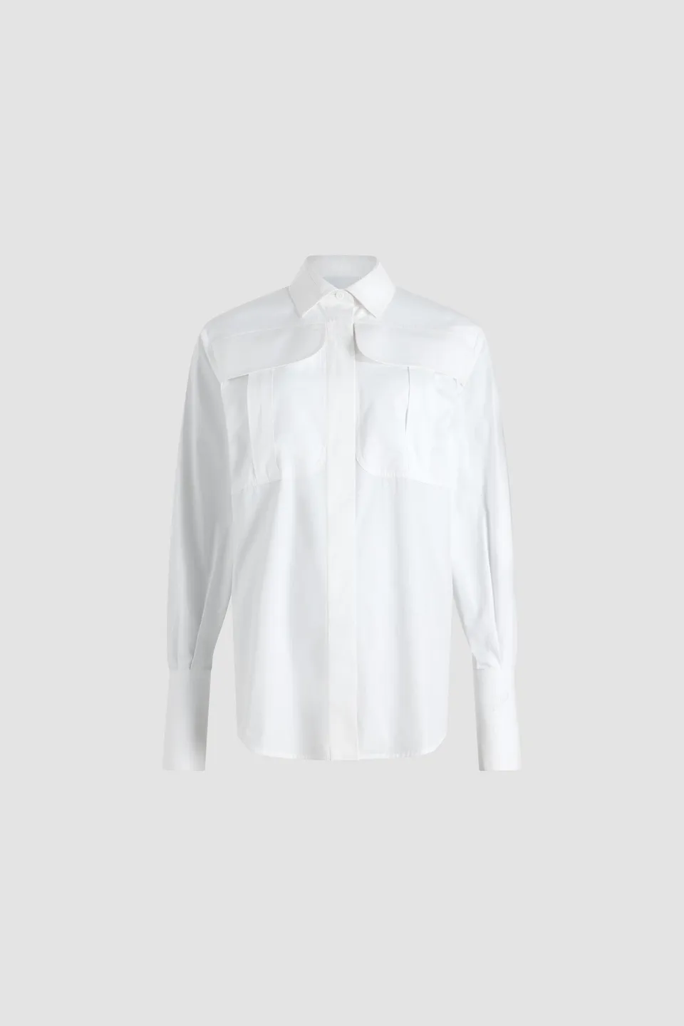 Patou Chemise safari BL036 popeline blanche coton bio