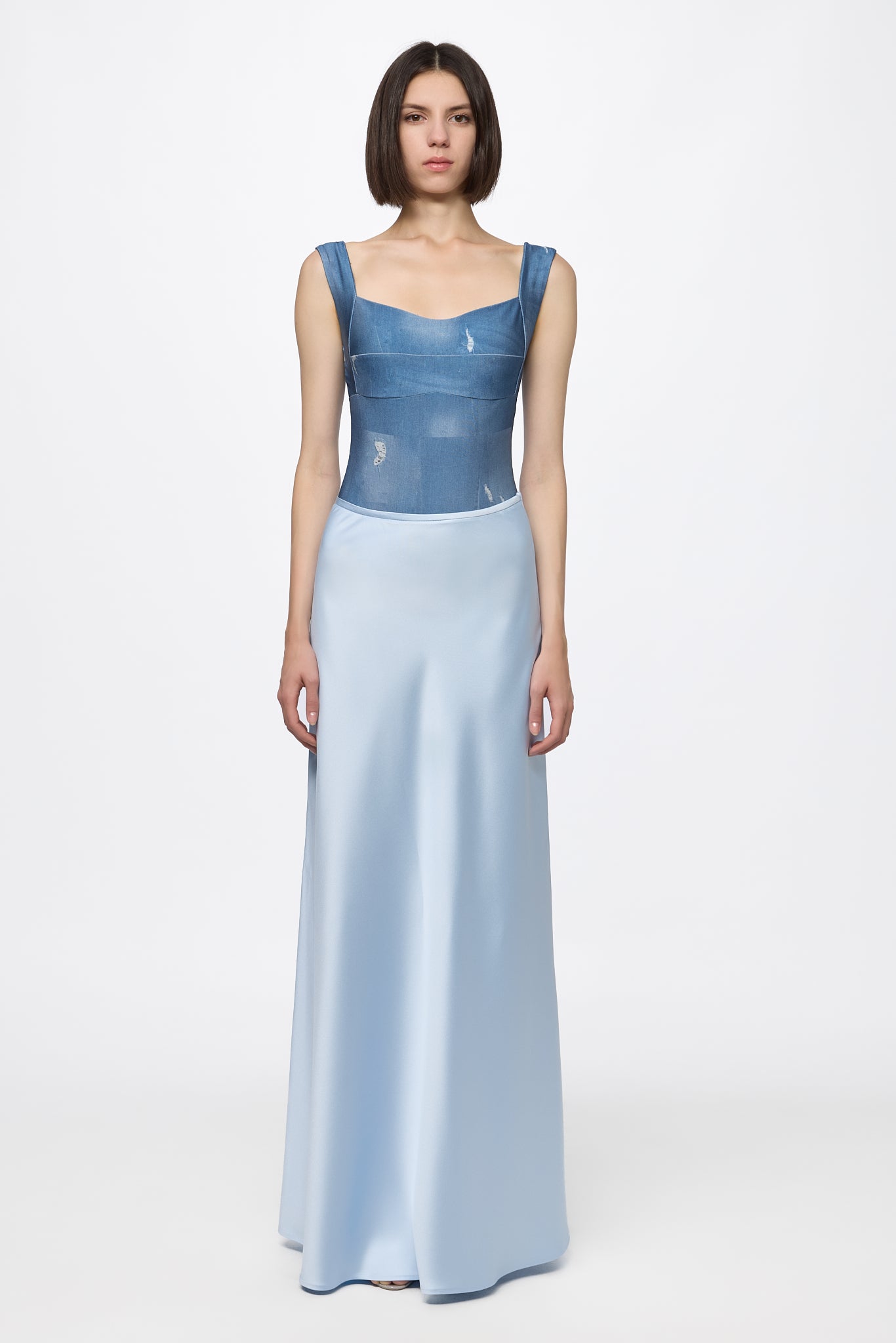 ATU Body Couture Skirts jupe longue satin bleu clair