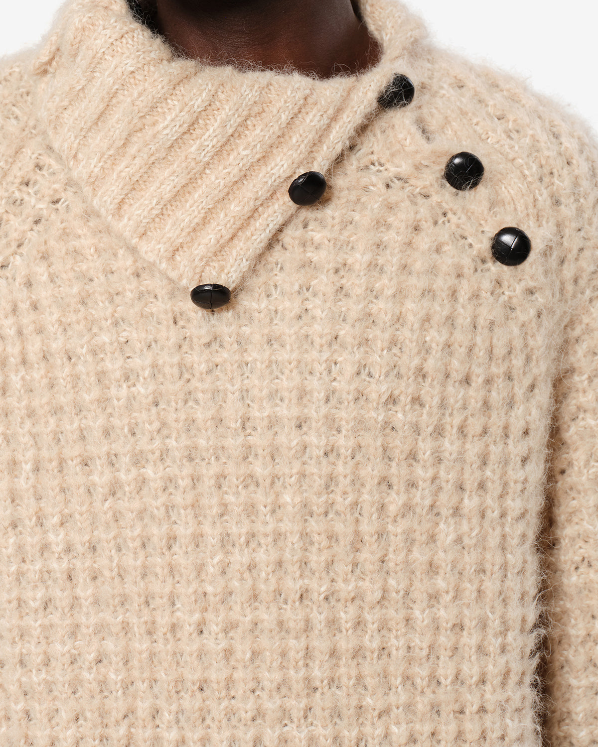 Isabel Marant Lyas PU1003 pull beige alpaga mohair col montant