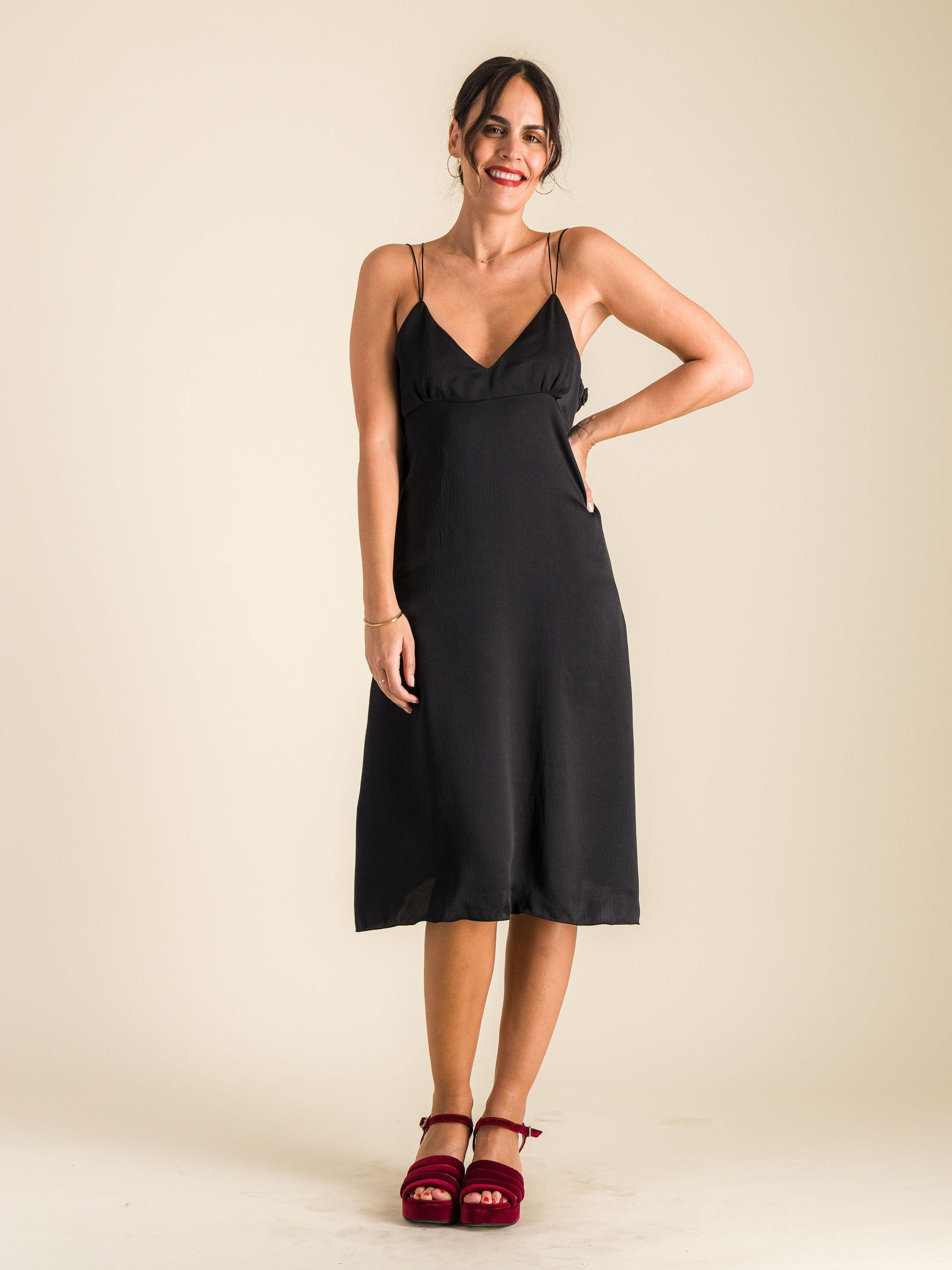 Anahide Saint André Tara robe lingerie noire crêpe de soie