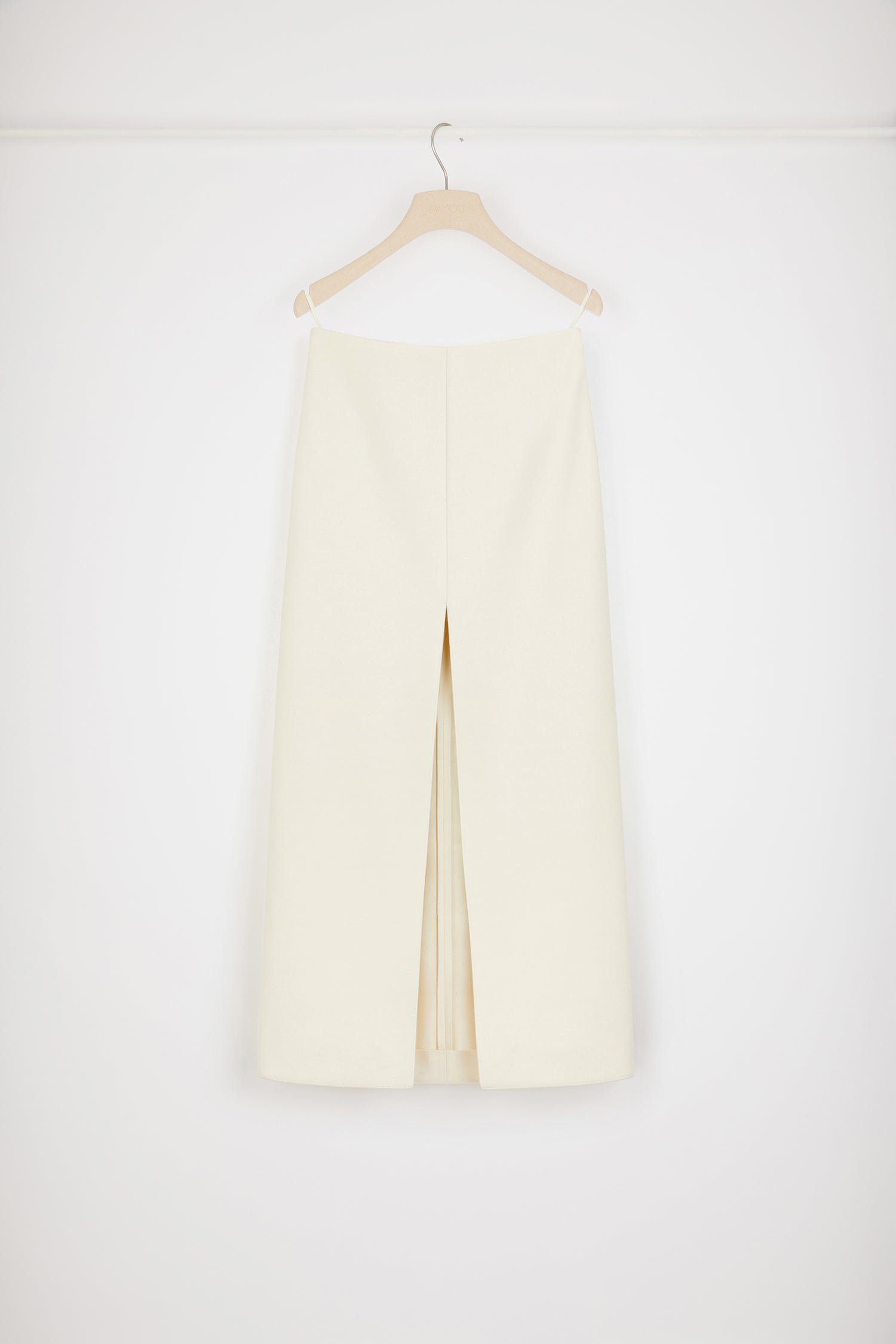 Patou H23SK054 jupe midi fendue blanc avalanche