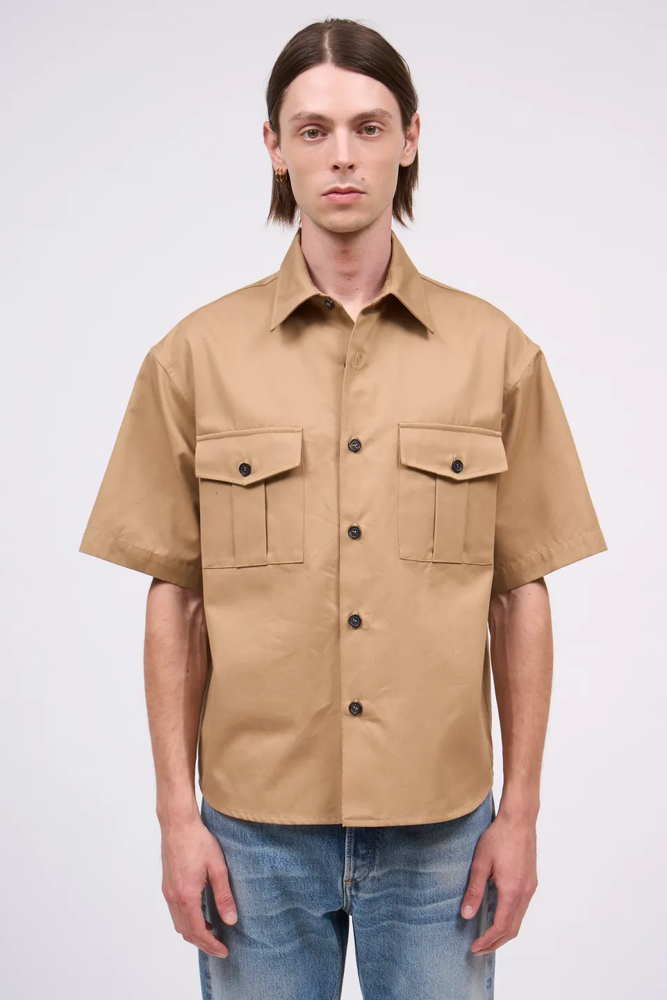 Paul & Joe Roze chemise manches courtes coton camel homme