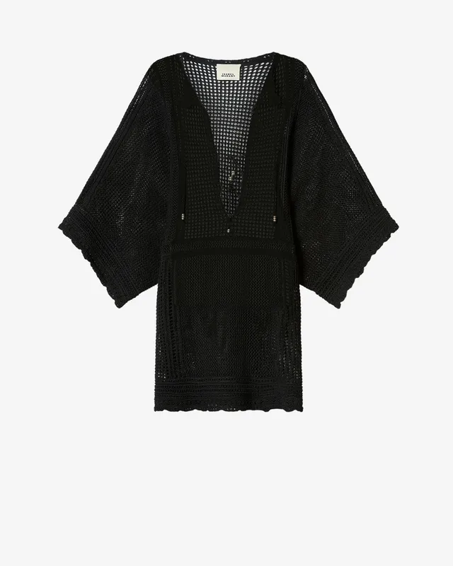 Isabel Marant Metina robe noire crochet coton ceinture
