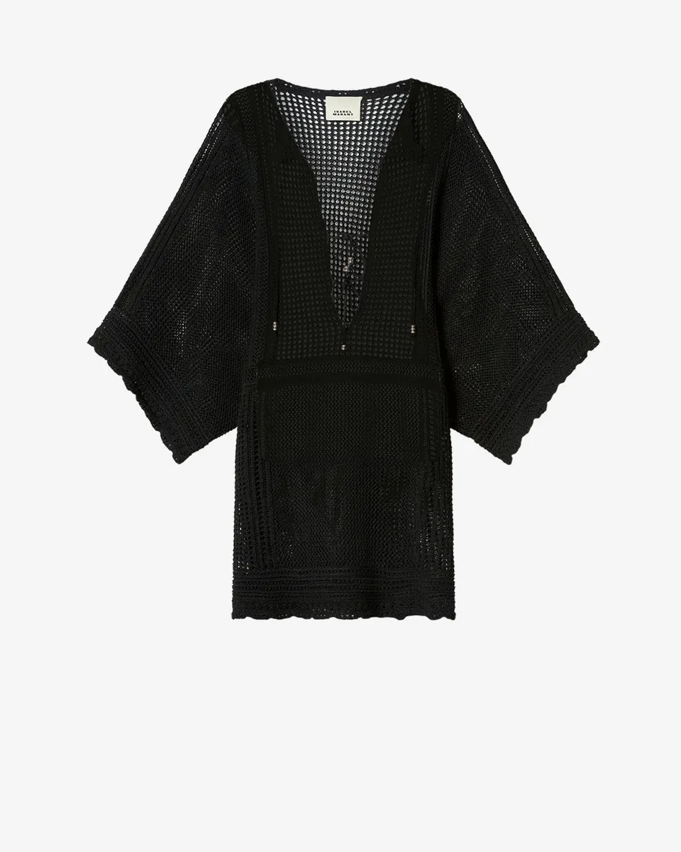 Isabel Marant Metina robe noire crochet coton ceinture