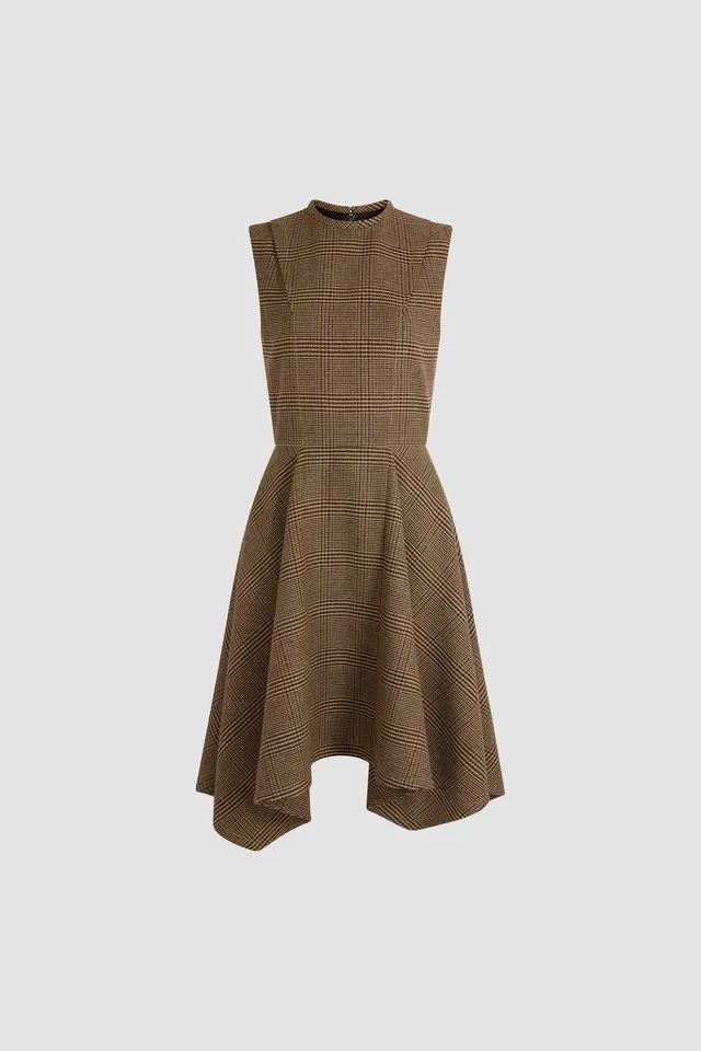 Patou DR267 robe midi asymétrique Prince de Galles
