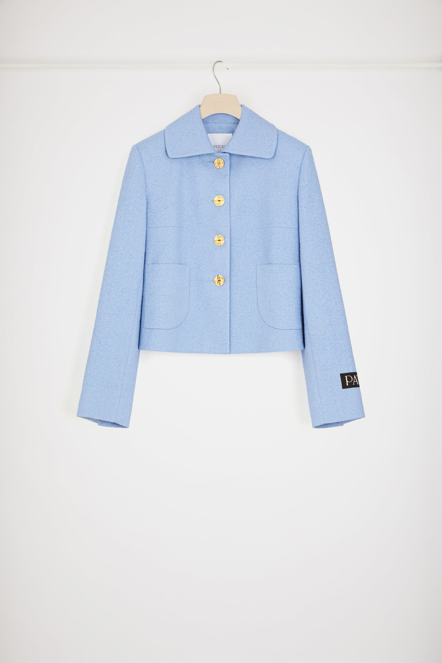 Patou H23JA0340134630B veste courte Ice Blue tweed stretch