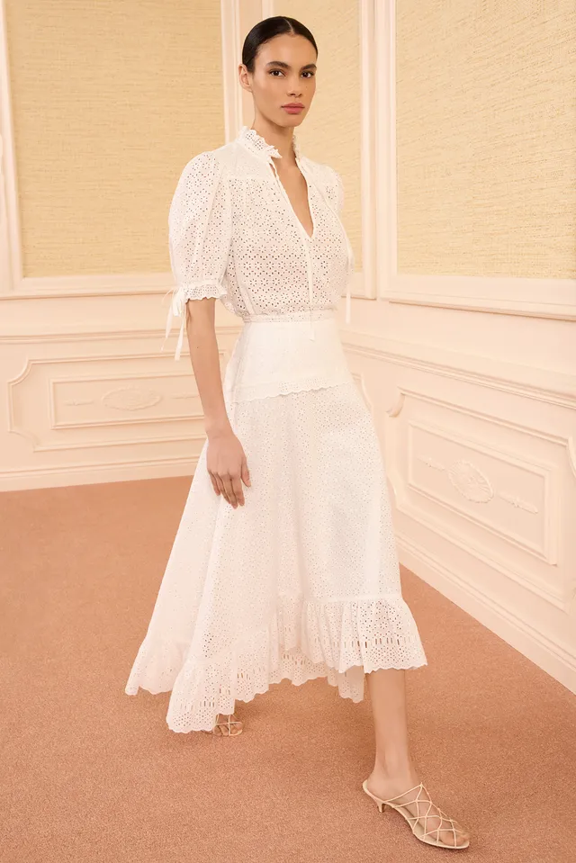 Ulla Johnson Violetta jupe midi blanche Pristine