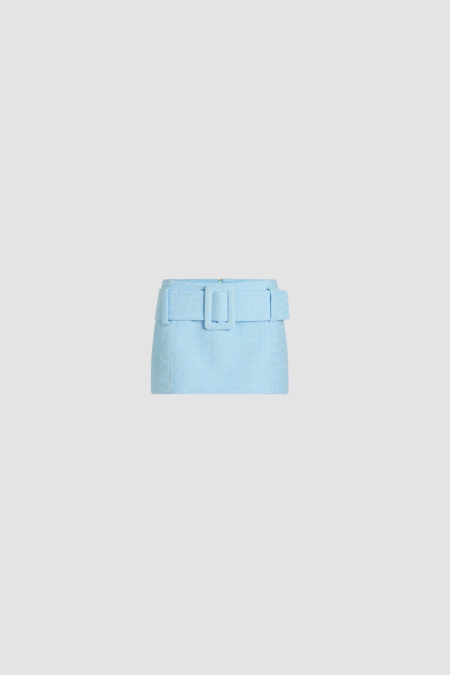 Patou P25SK0760206637B mini jupe tweed coton bio bleue