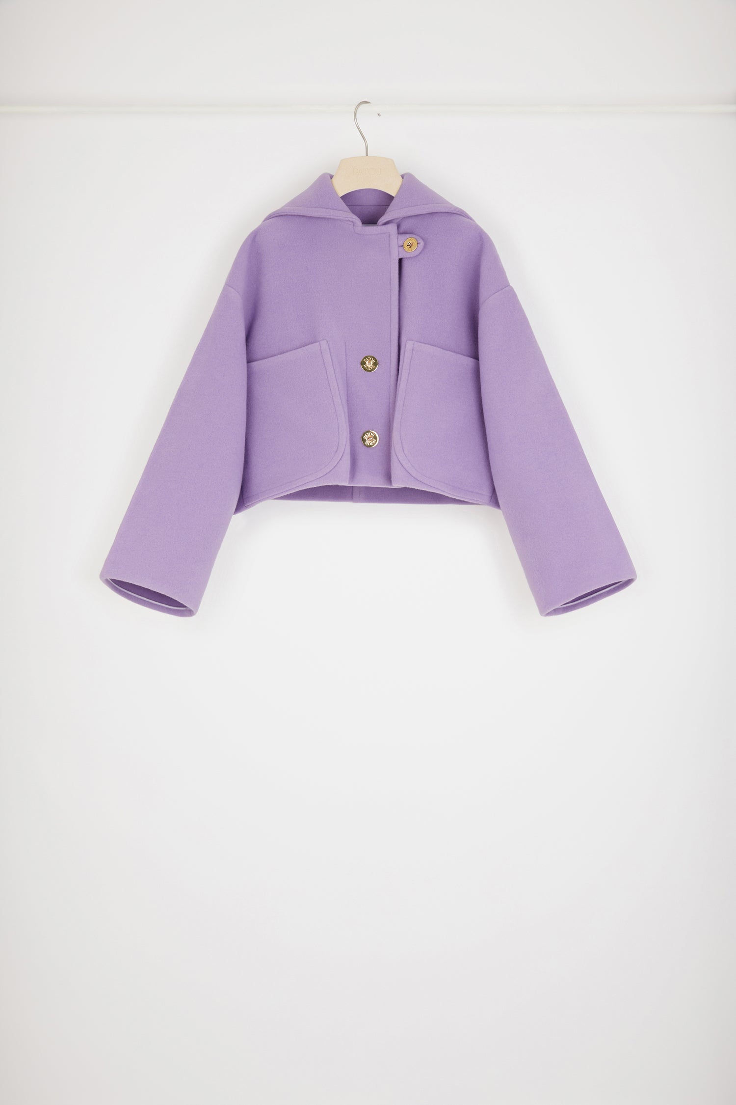Patou manteau cropped CO014 laine double-face violet