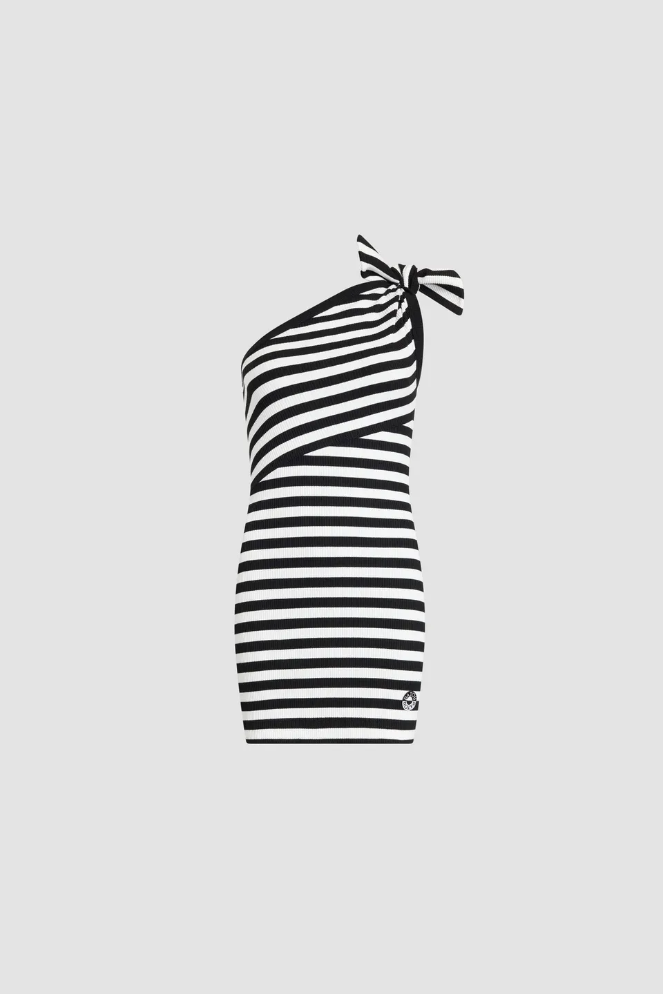Patou JE235 robe courte rayée noir blanc coton