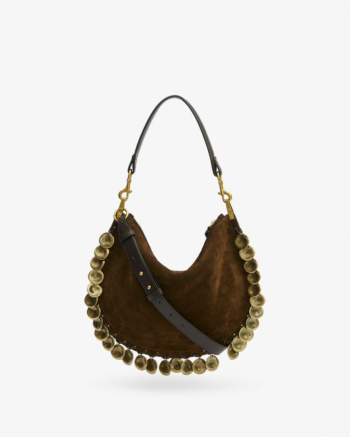 Isabel Marant Oskan Soft sac demi-lune bronze zippé médailles