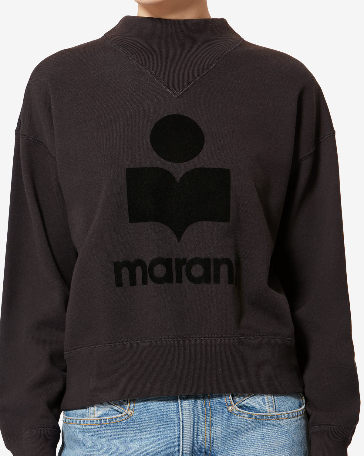 Isabel Marant Moby sweat noir délavé coton logo