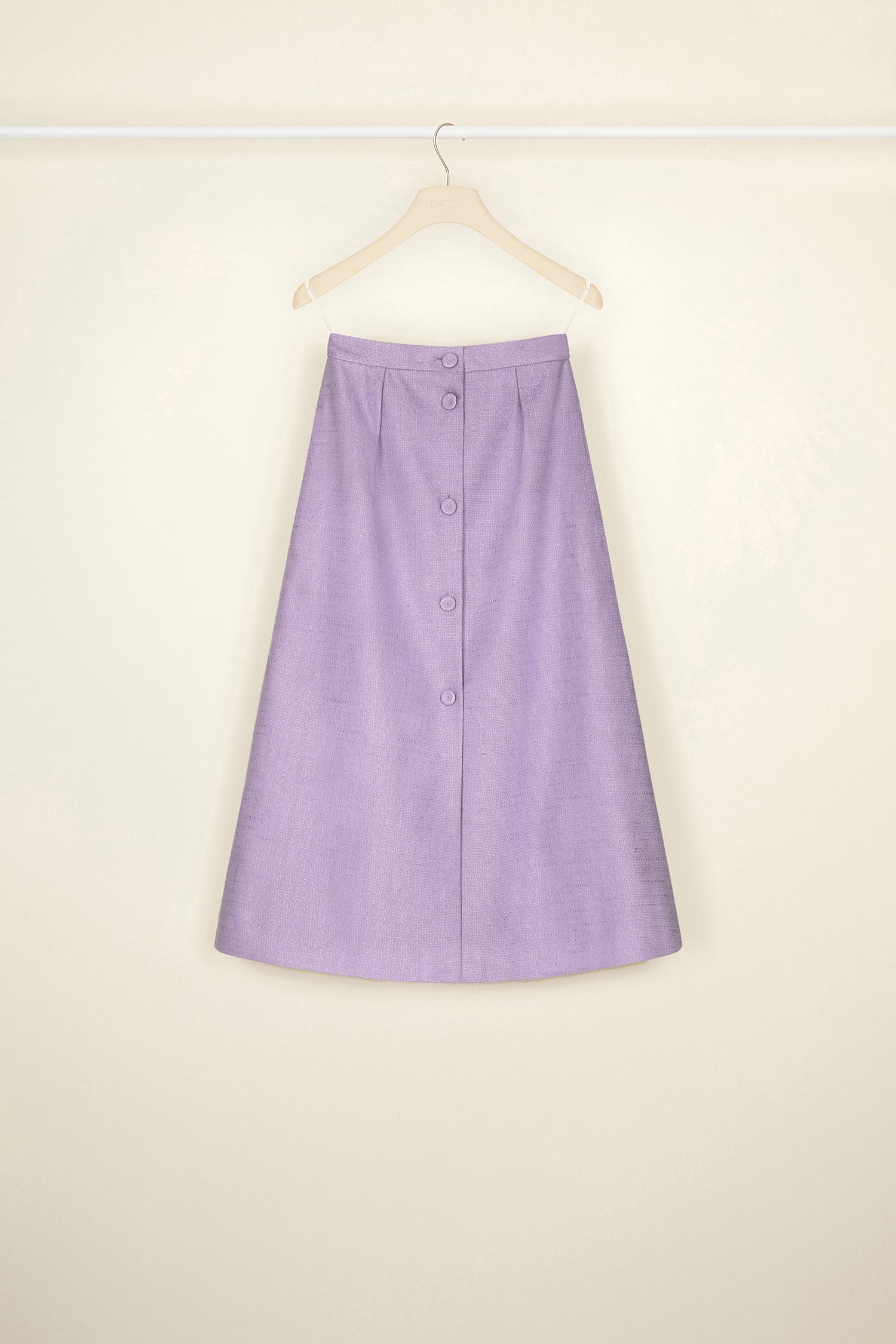 Patou SK020 jupe midi tweed lavande boutonnée