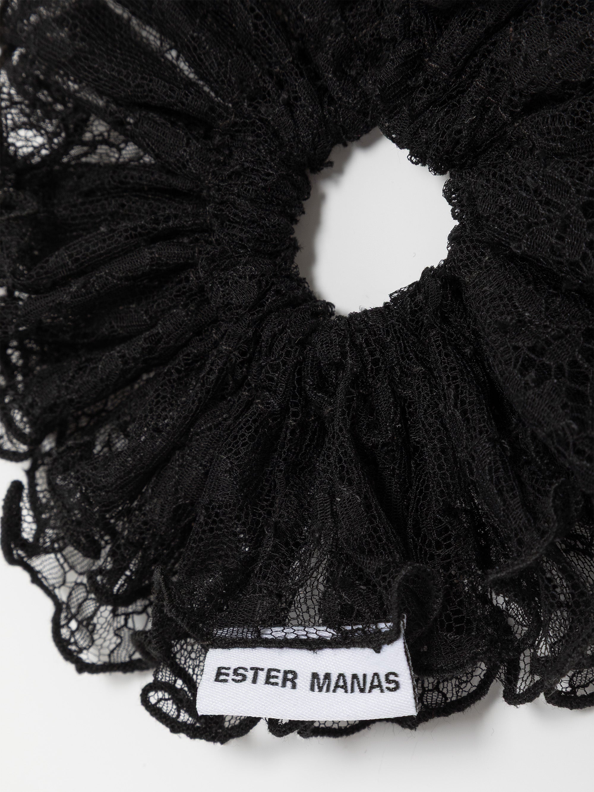 Ester Manas Black Floral chouchou noir dentelle 16 cm