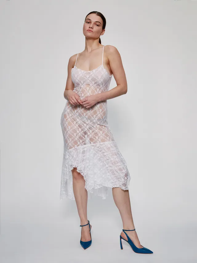 Ester Manas White Floral Lace Easy Dress blanche XS/S