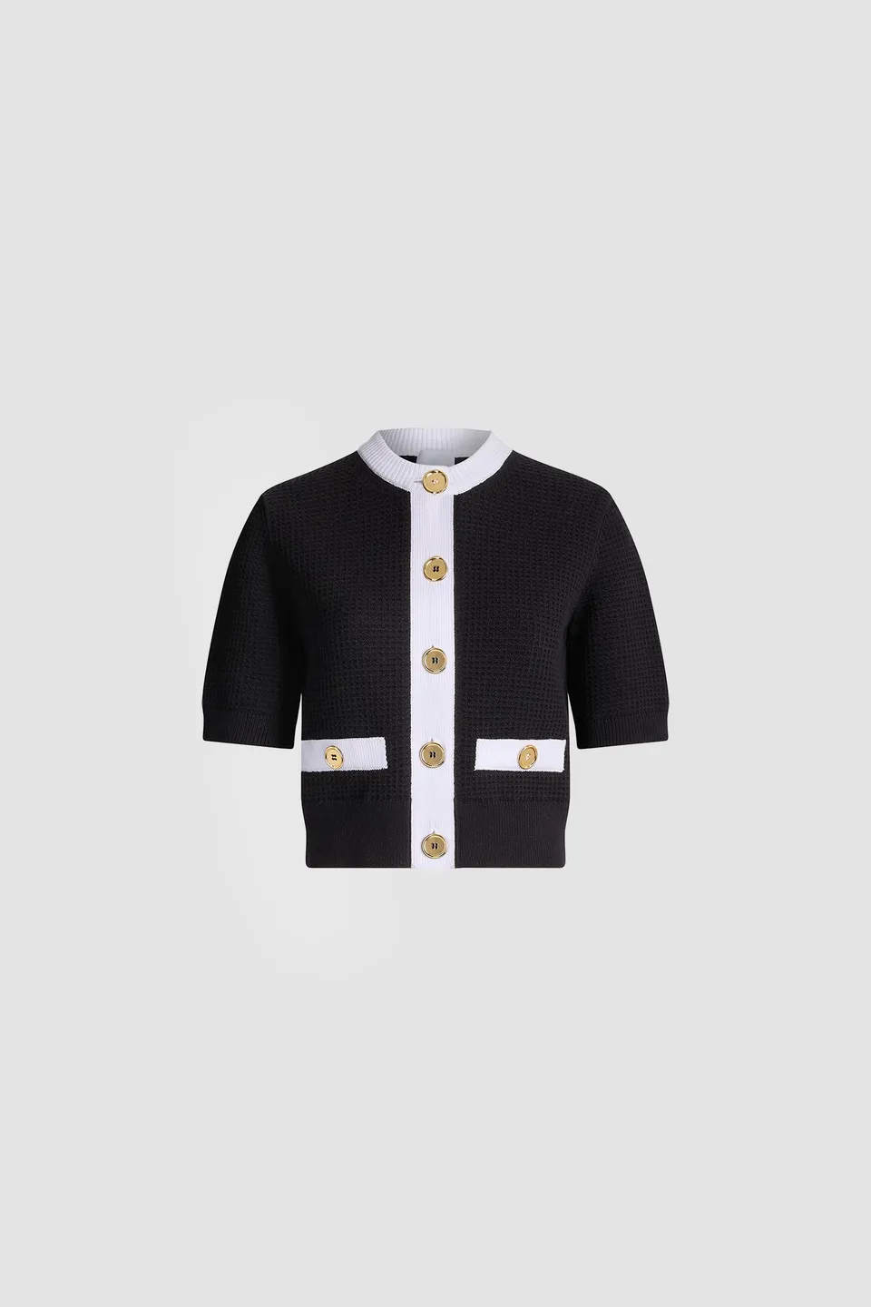 Patou KN338 cardigan noir coton manches courtes