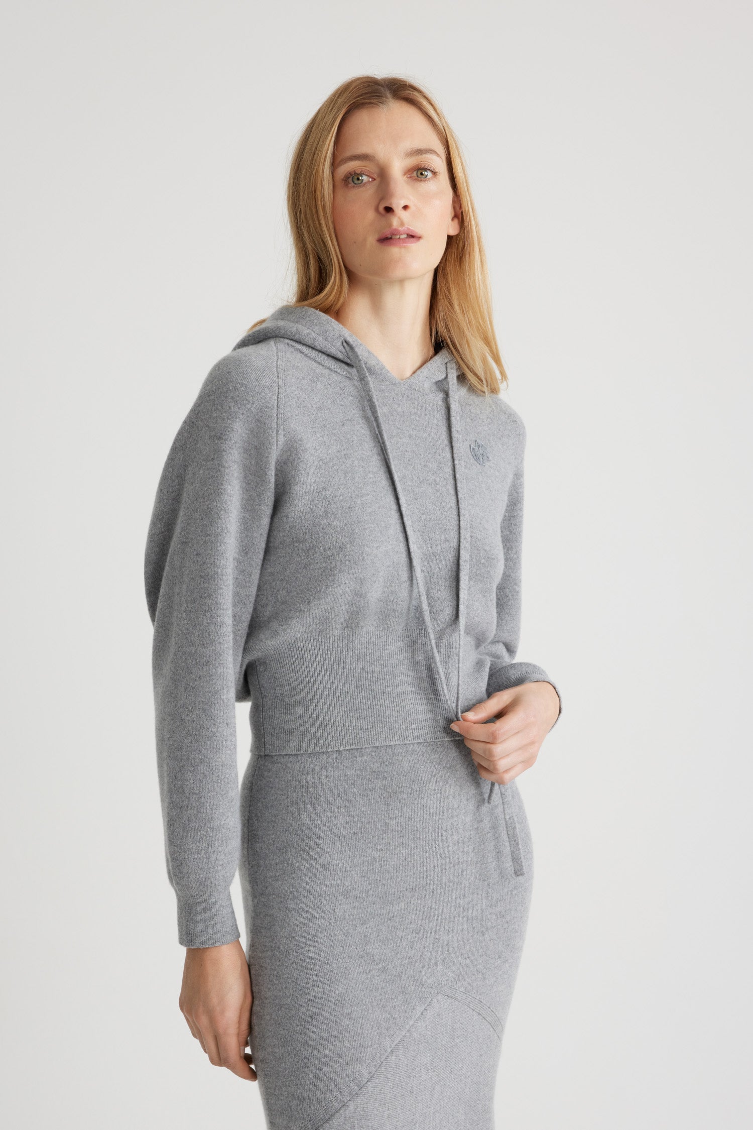Patou hoodie gris laine cachemire sweat capuche