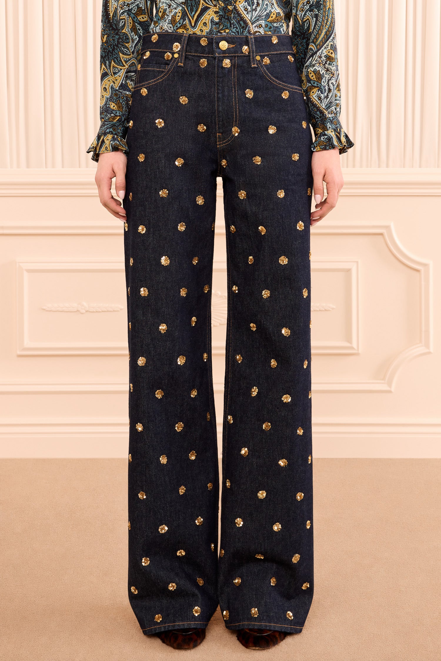 Ulla Johnson Willow UJ9904102 jean large brodé