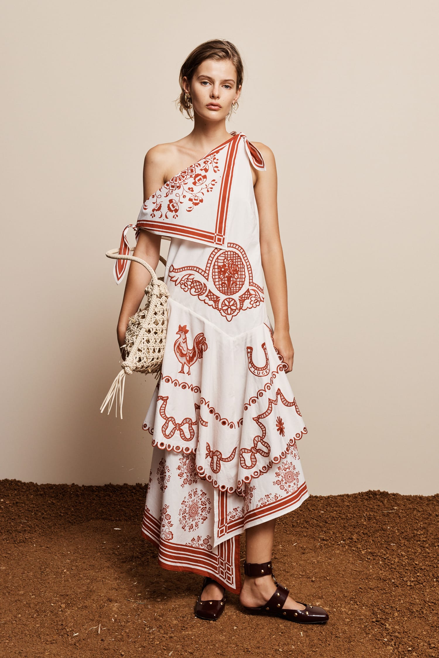 Alemäis Giddy Embroidered Midi Dress robe midi coton brodé