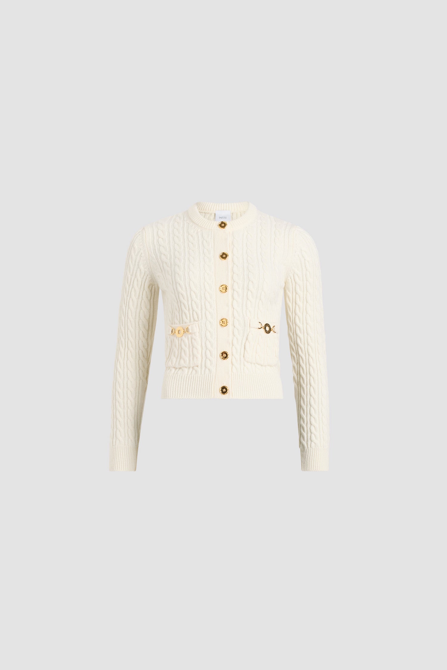 Patou KN260 gilet cardigan torsades laine blanc snowberry