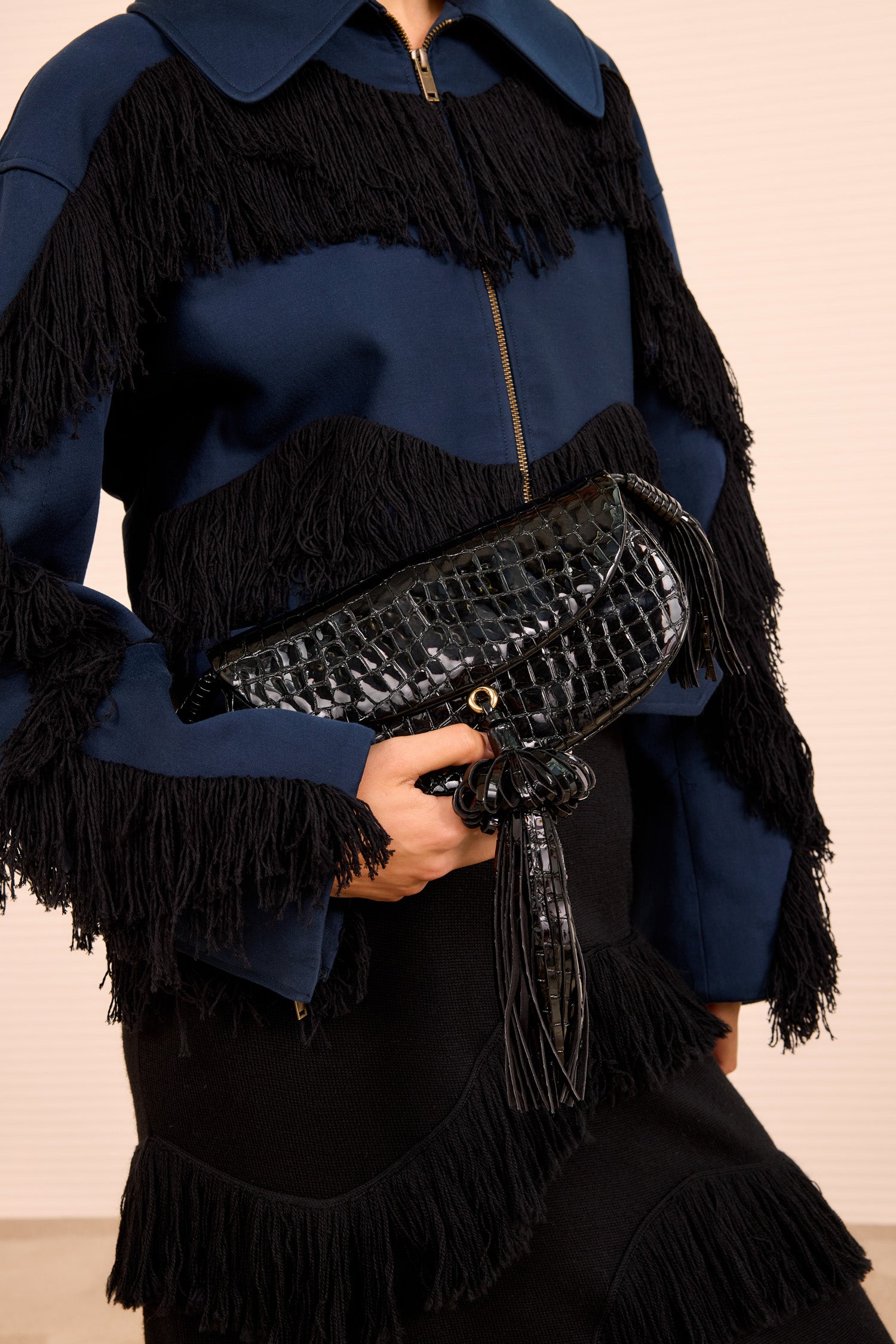 Ulla Johnson Paloma PS261166 sac cuir noir embossé