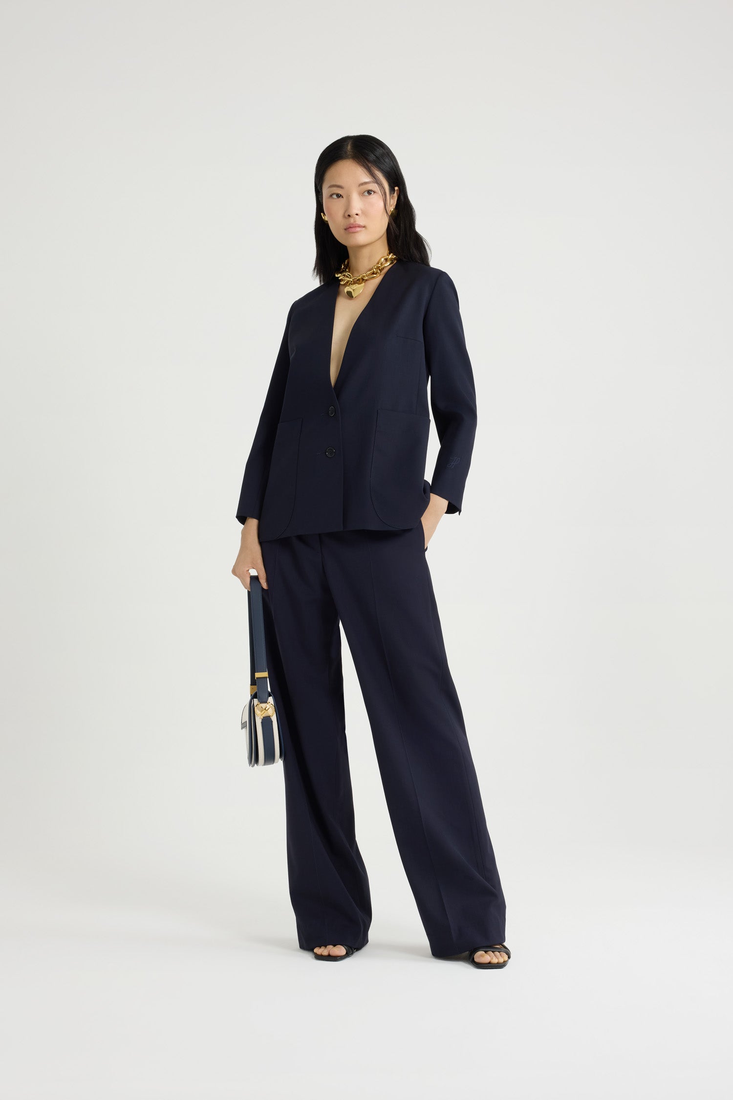 Patou JA051 veste bleu marine laine technique