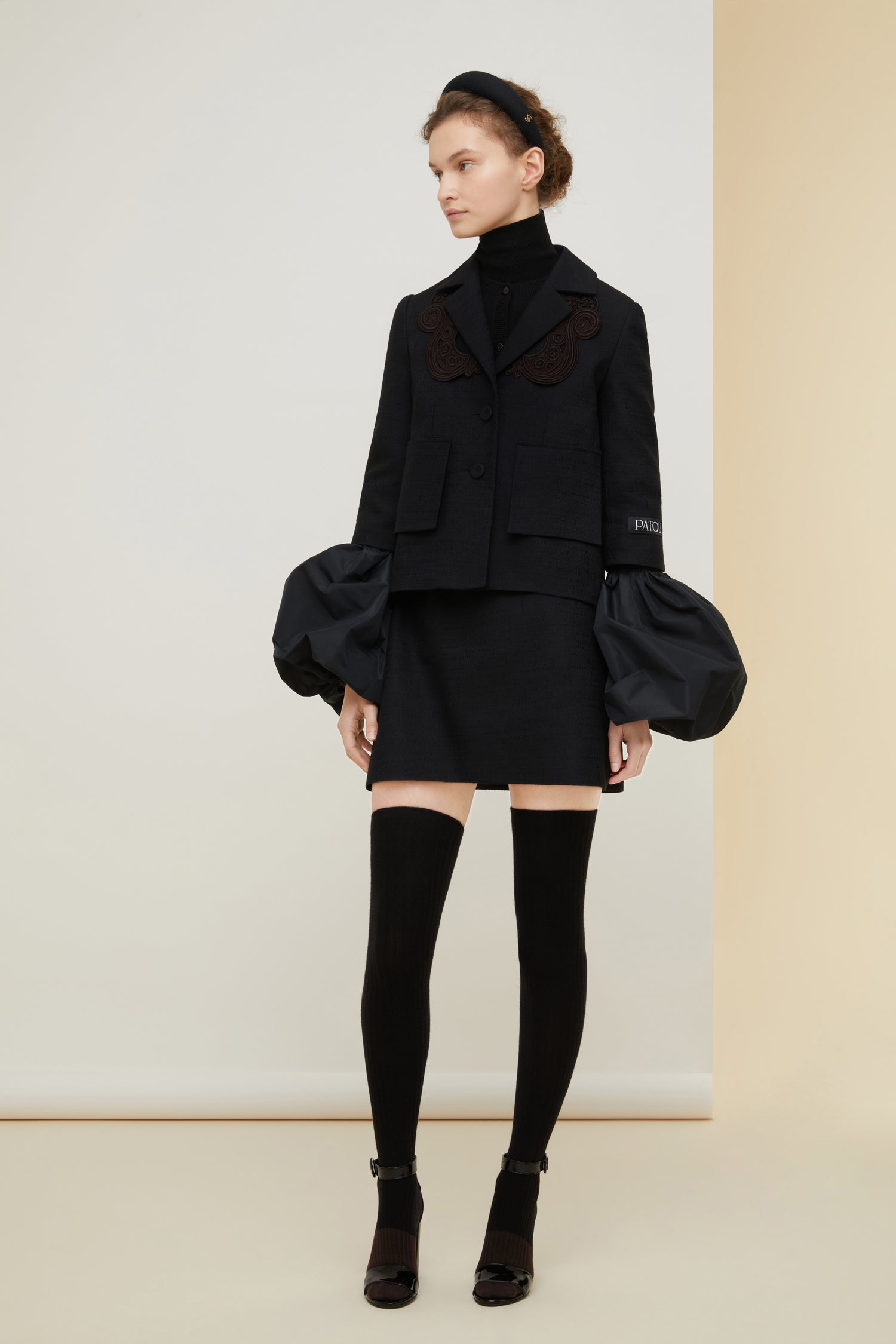 Patou JA018 veste tweed guipure noire 34-44