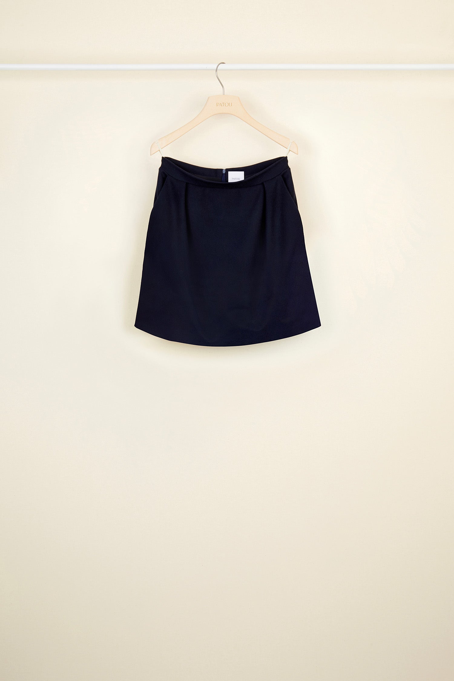 Patou SK004 jupe tulipe marine laine cachemire courte