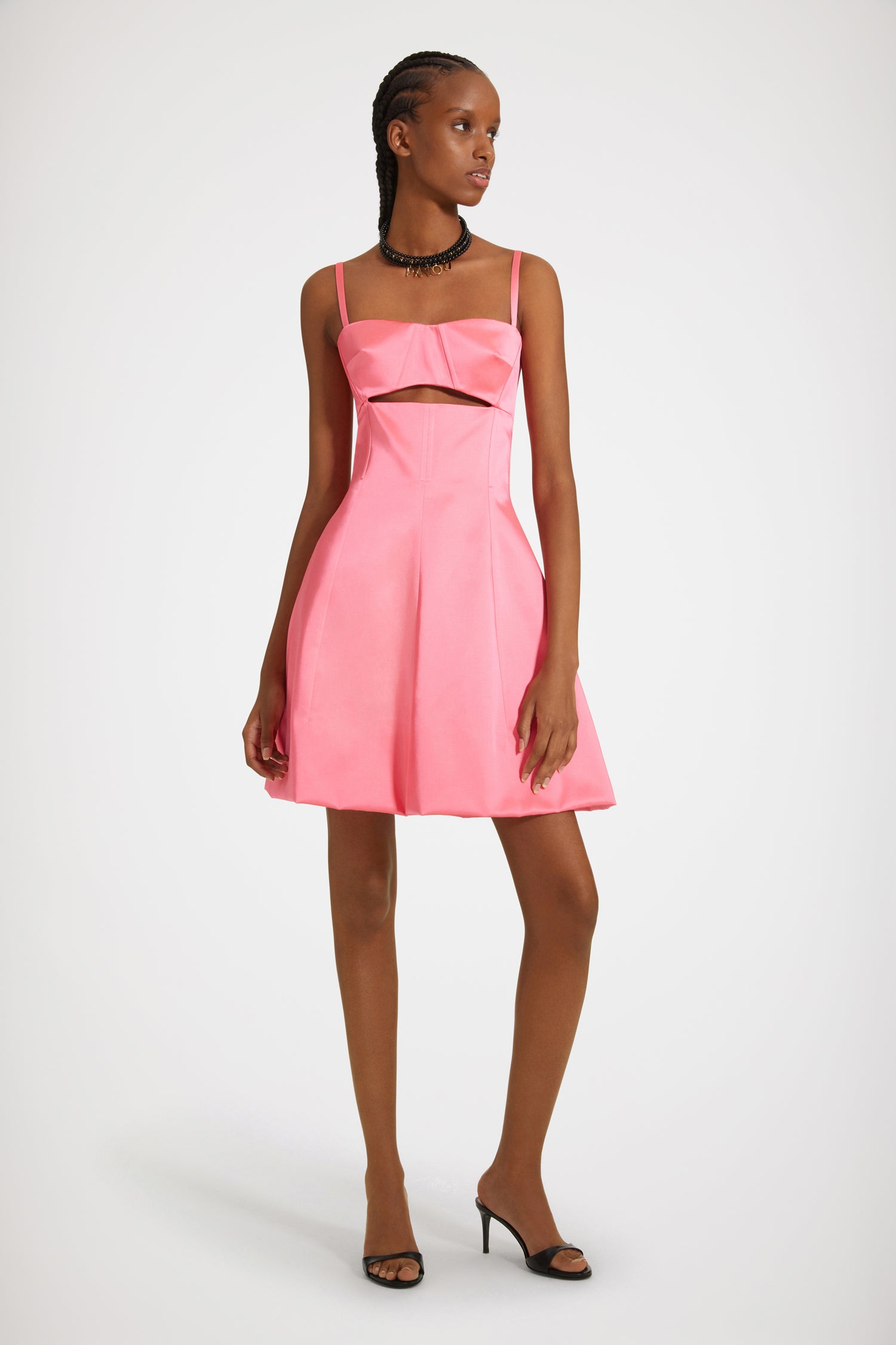 Patou P23DR1110139454C robe satin rose Camelia découpe