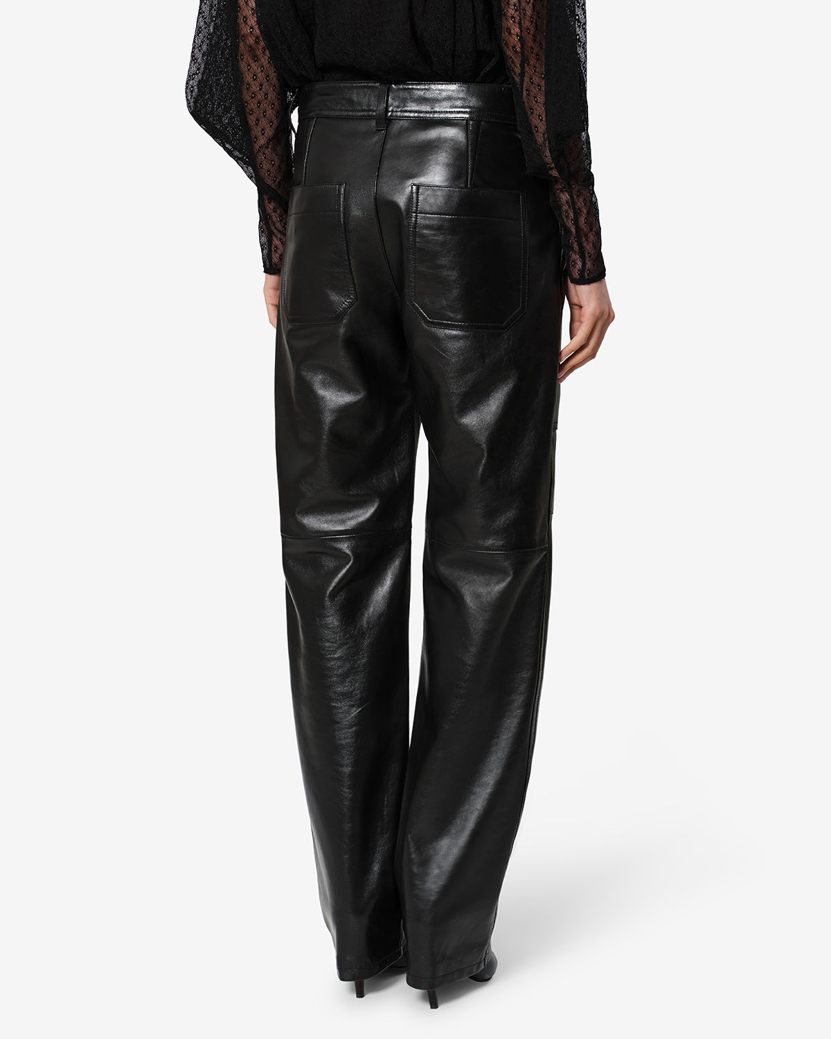 Isabel Marant Valka pantalon noir cuir agneau large