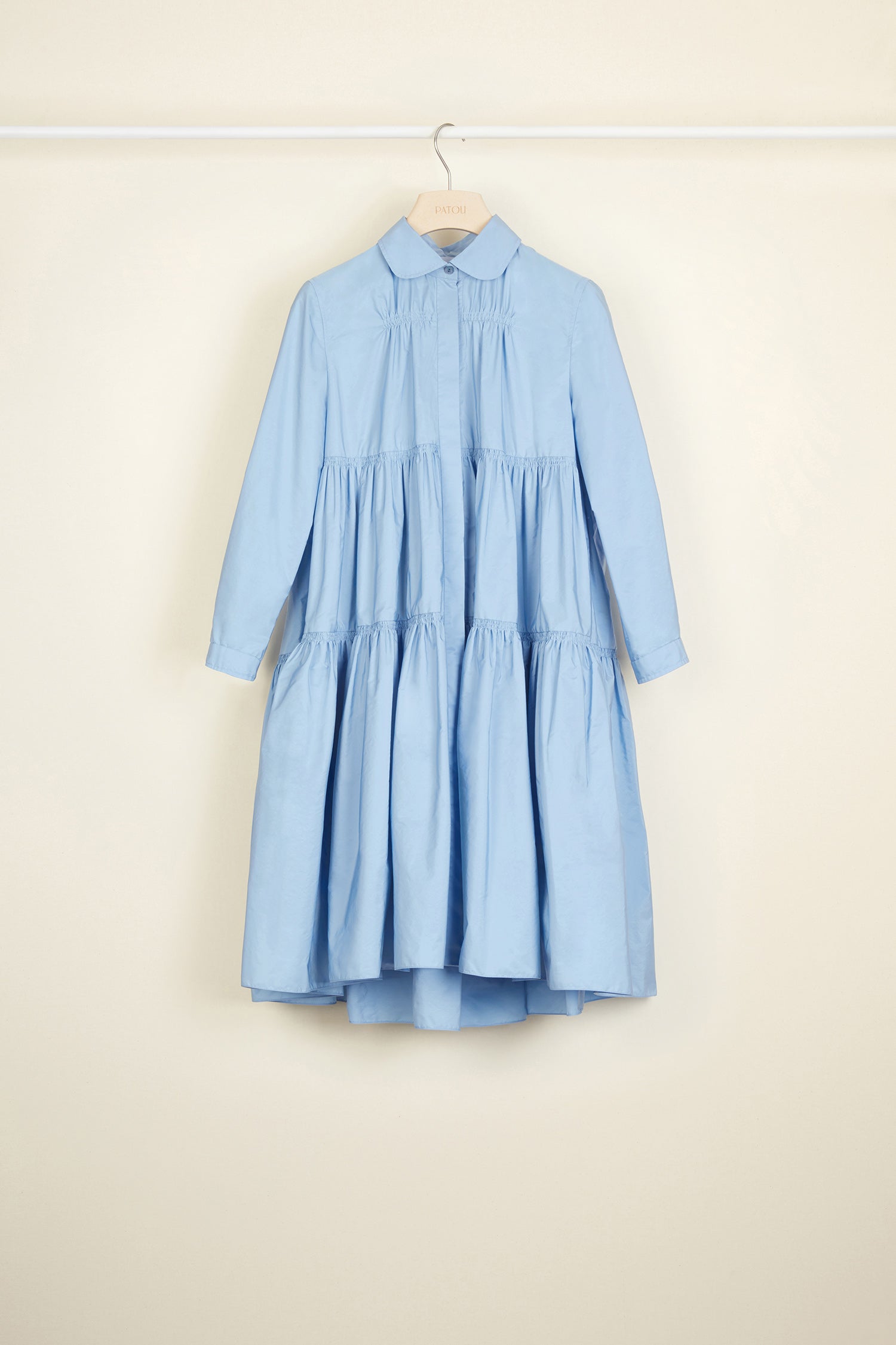 Patou Robes robe chemise faille P20DR030 bleue volants