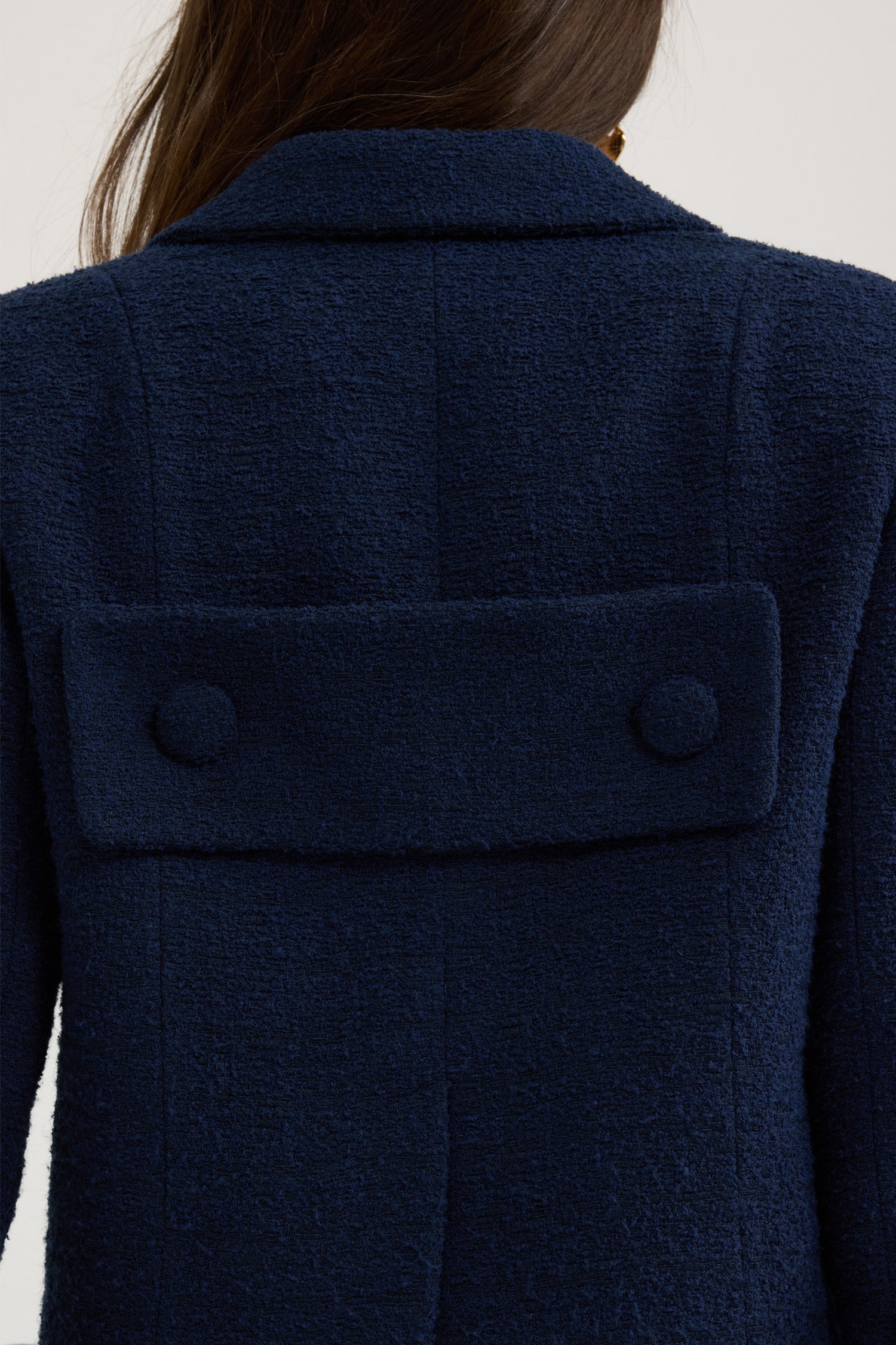 Patou P25JA0460206699N veste tweed coton bio Navy Black