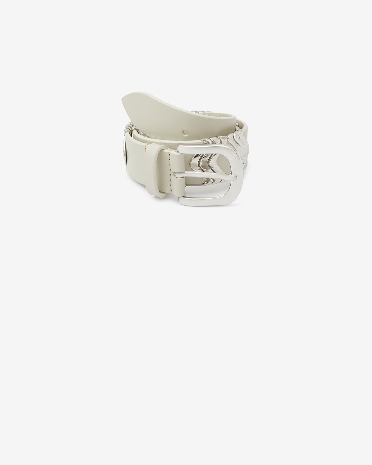 Isabel Marant Tehora ceinture cuir écru-argenté 3,5 cm