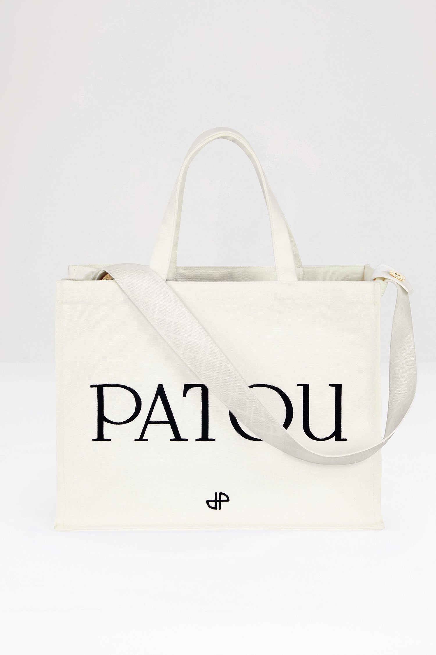 Patou AC024 tote coton bio crème logo noir TU