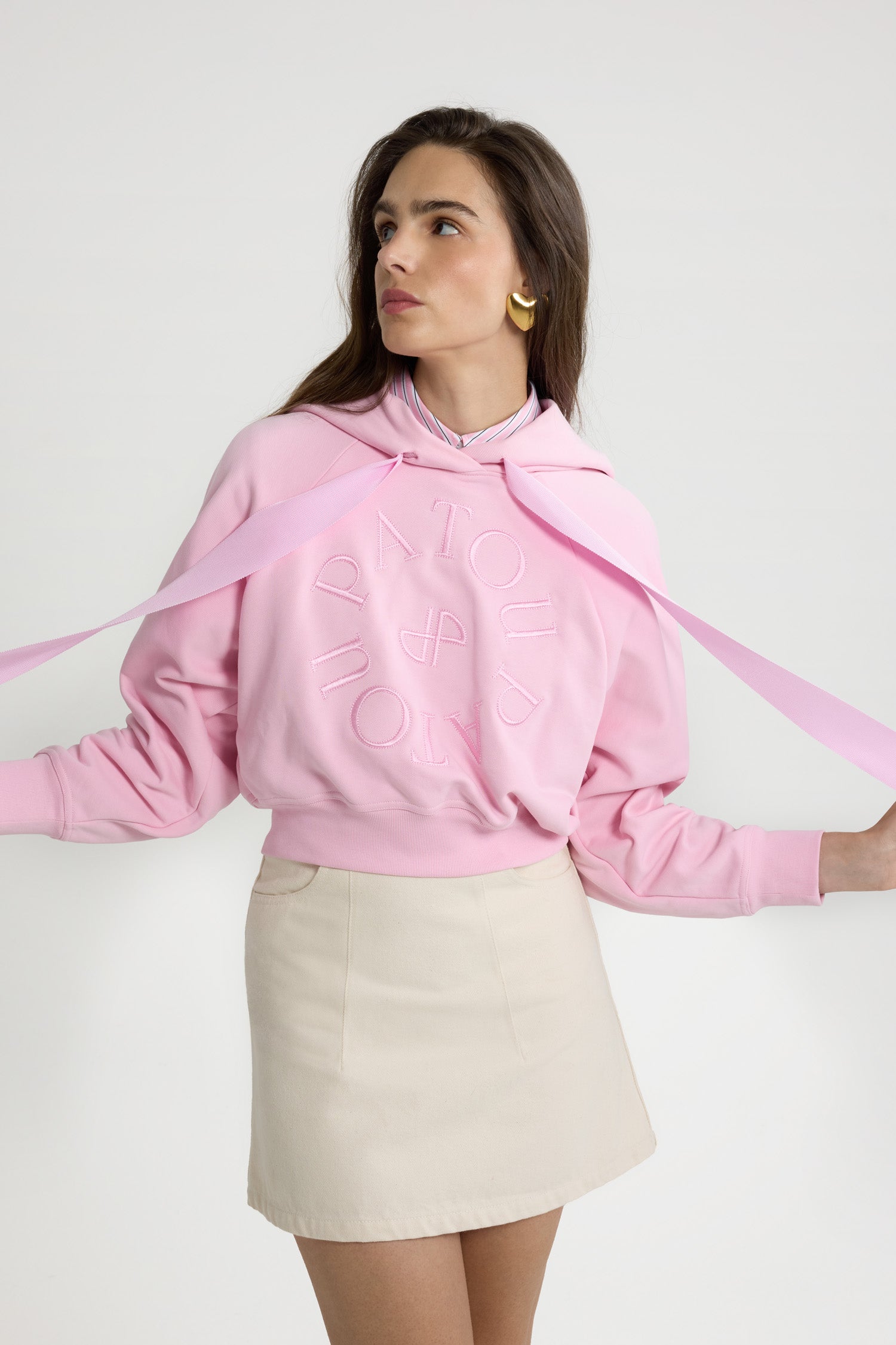Patou JE069 hoodie coton bio rose primrose M