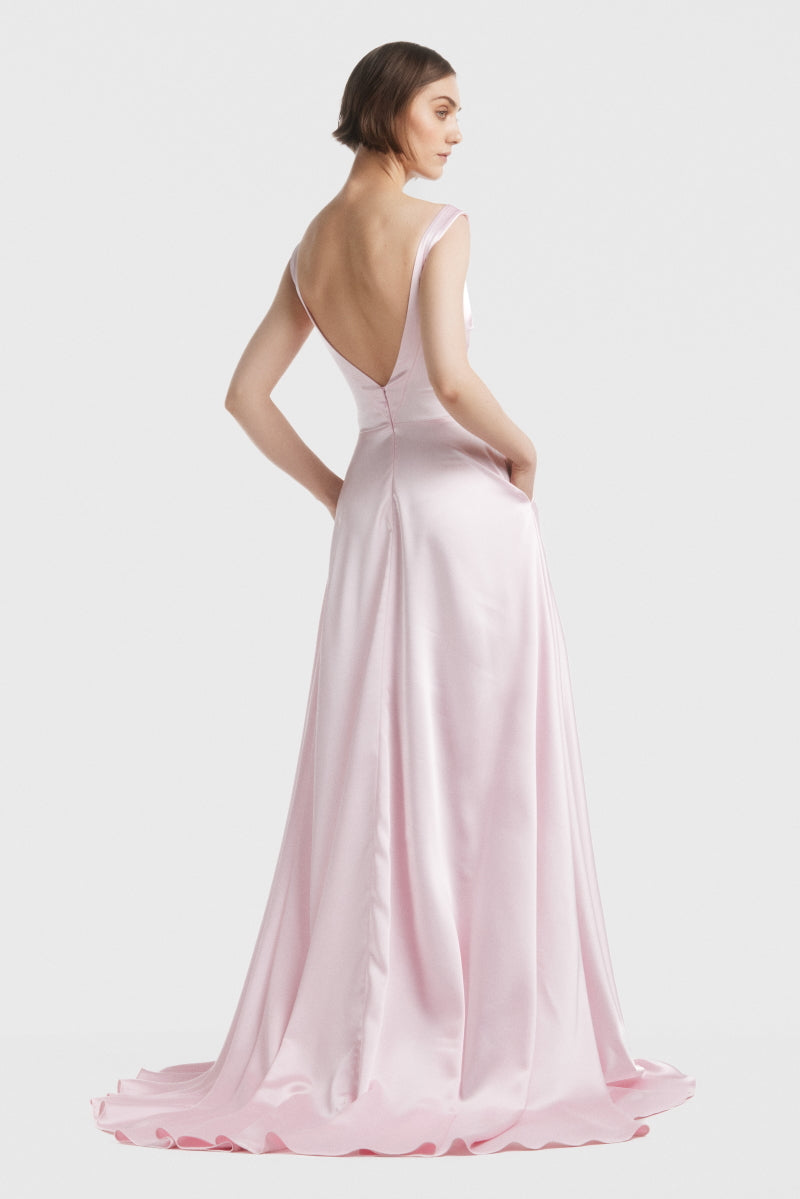 ATU Body Couture Long Robe Pink Satin robe longue rose taille S