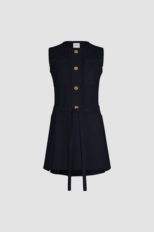 Patou DR169 robe mini laine bleu marine 38