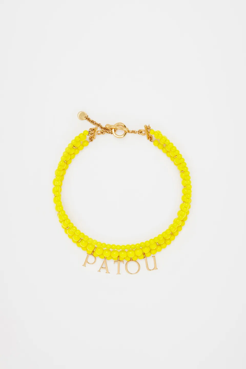 Patou collier perles verre jaune mimosa multirang