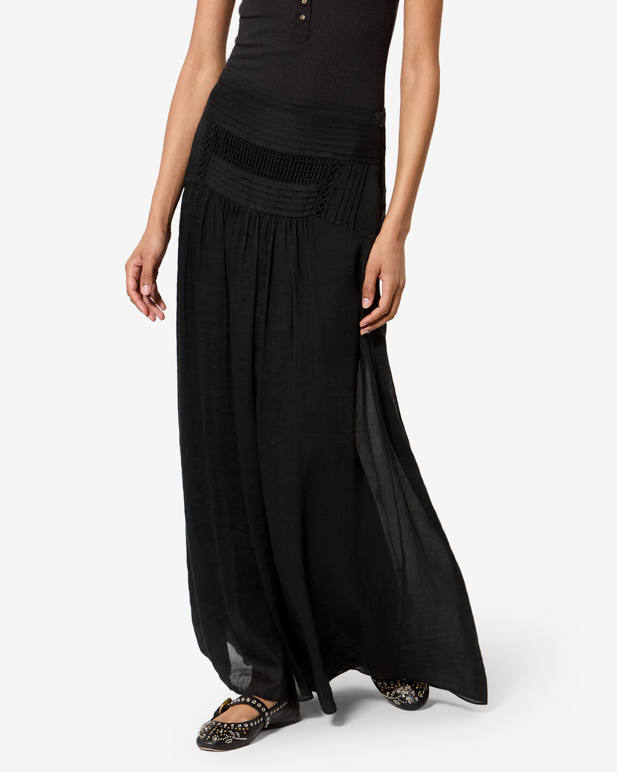 Isabel Marant Pylka jupe longue noir en lin