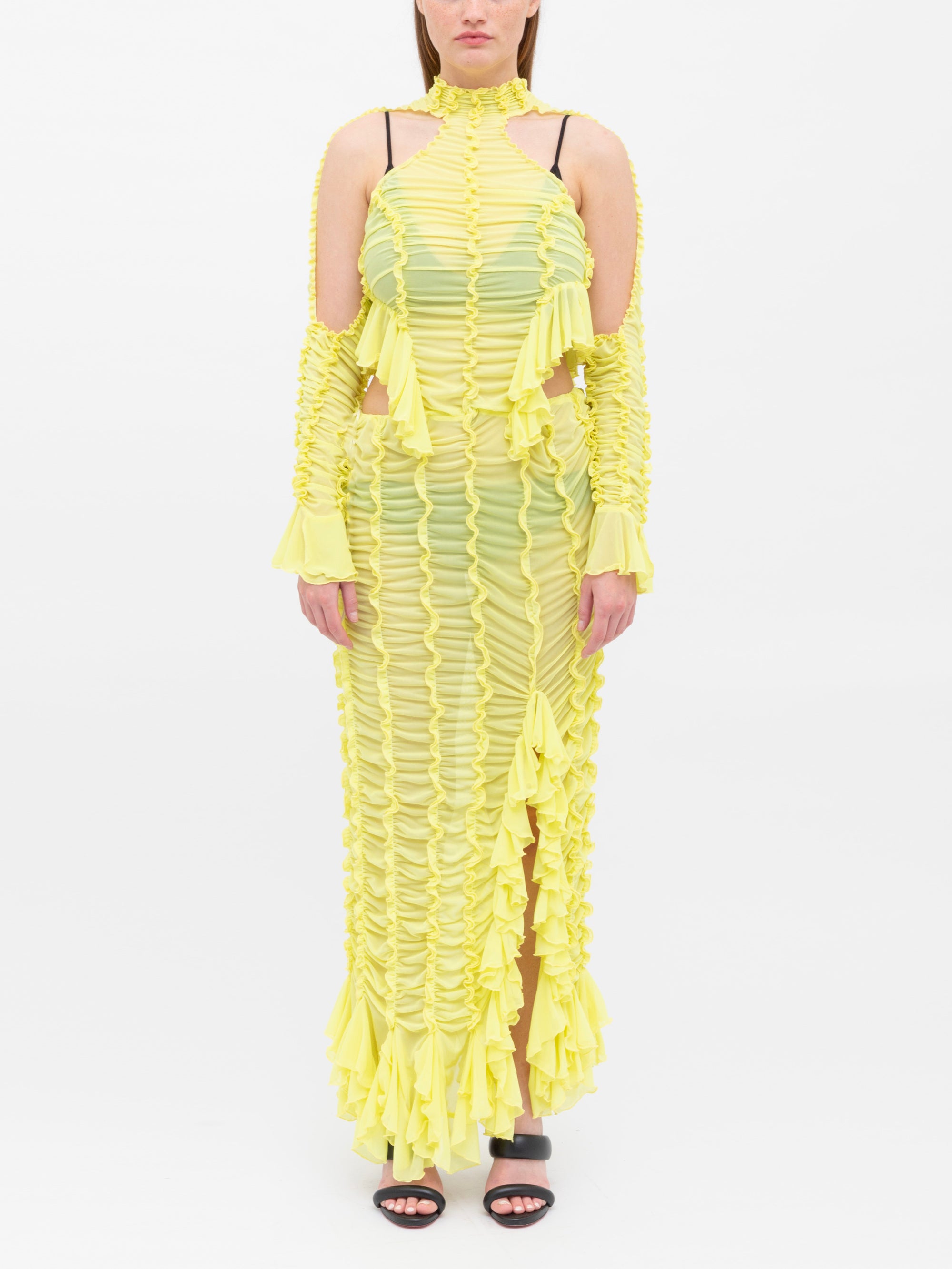 Ester Manas Signature Ruched Dress robe mimosa mesh