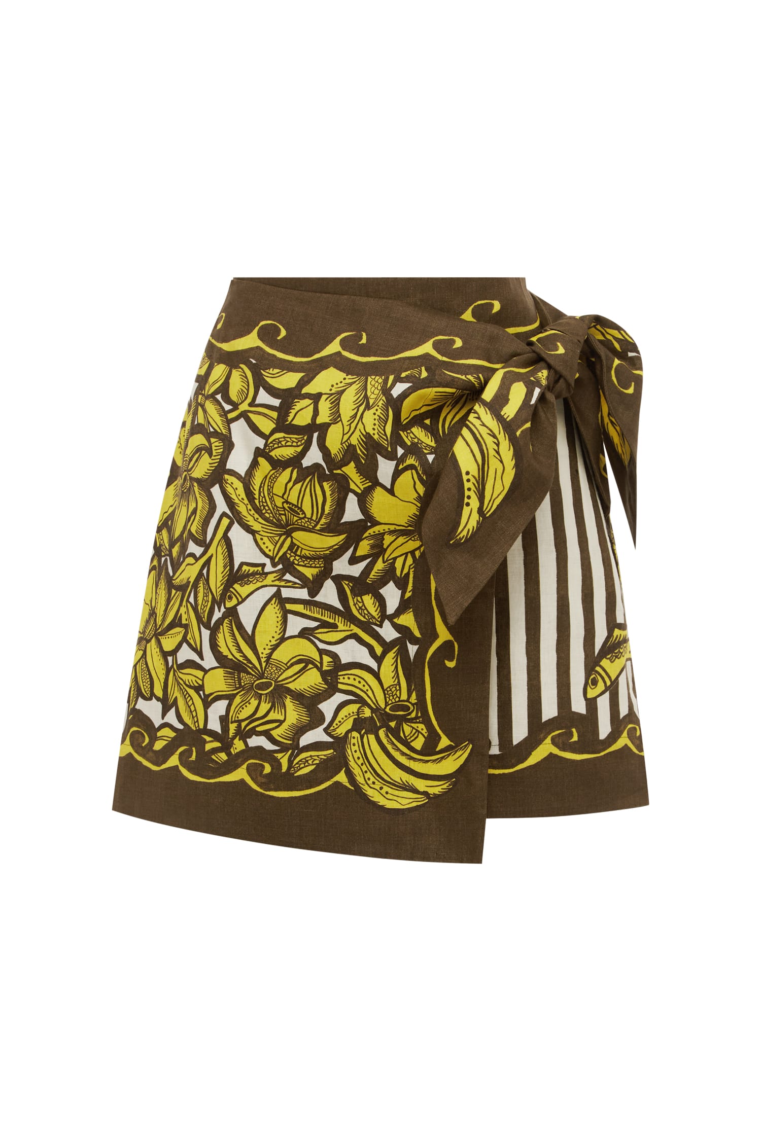 Alemaïs Mona jupe portefeuille mini chanvre imprimée
