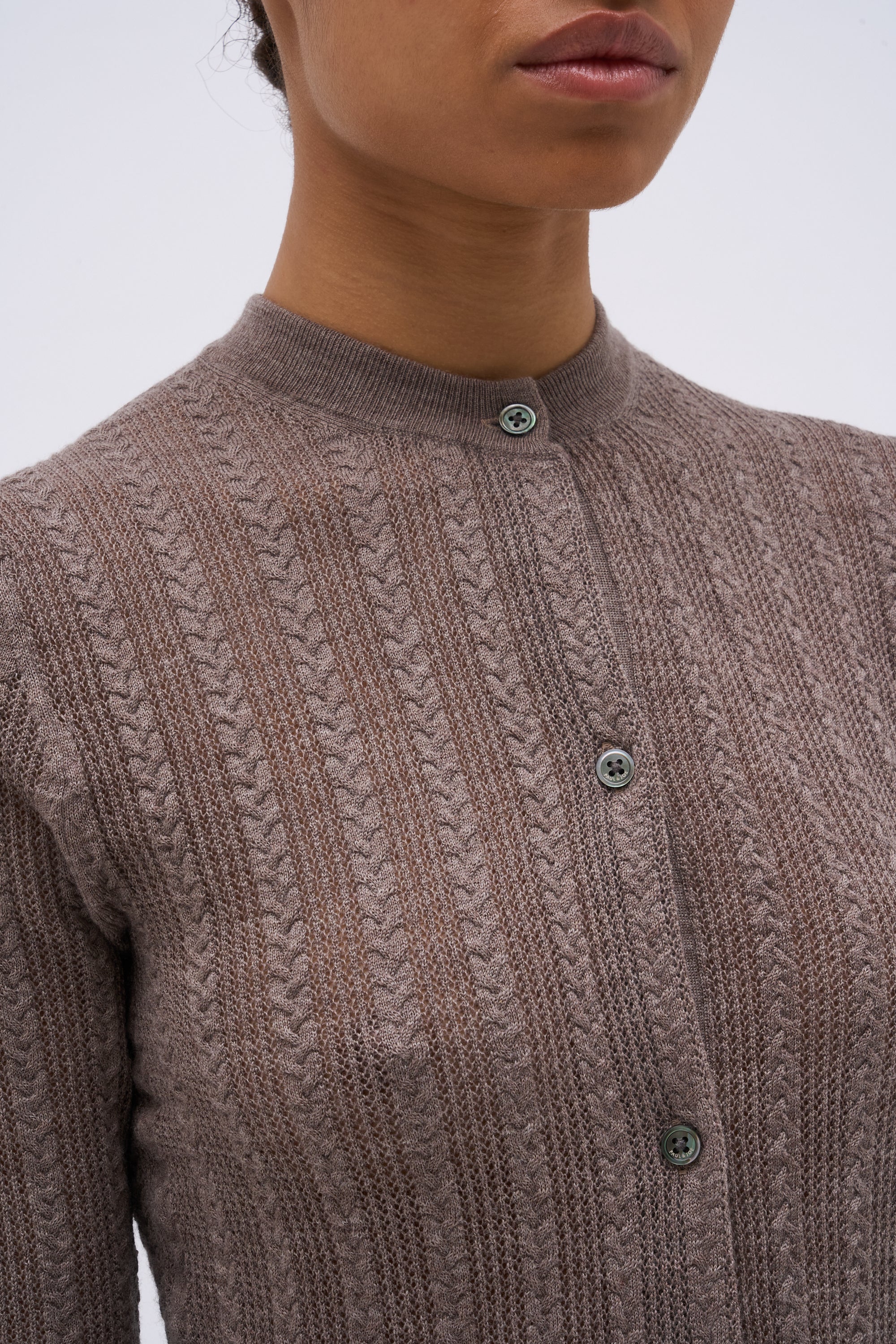 Paul & Joe Junon cardigan laine mérinos marine pointelle