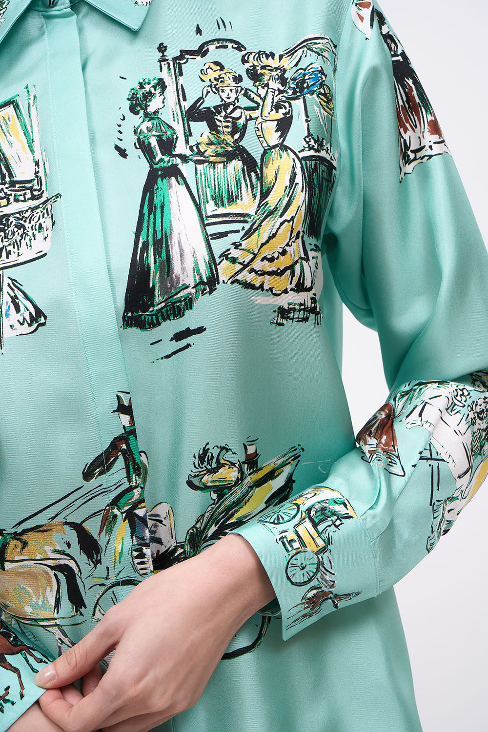 Paul & Joe Chemise Soie Vie Parisienne Vert d’eau droite