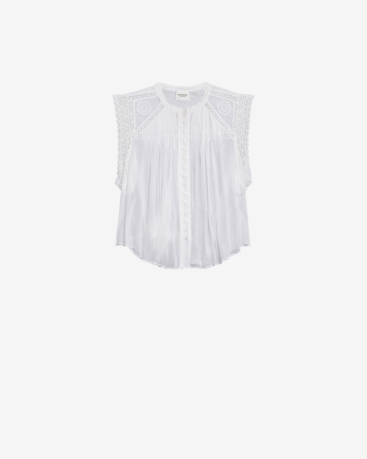Isabel Marant Gresia Top voile coton blanc dentelle